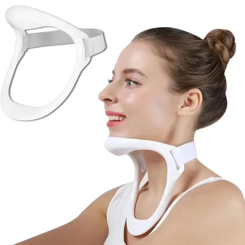 Adjustable Cervical Neck Brace Posture Corrector & Traction Support White OBA