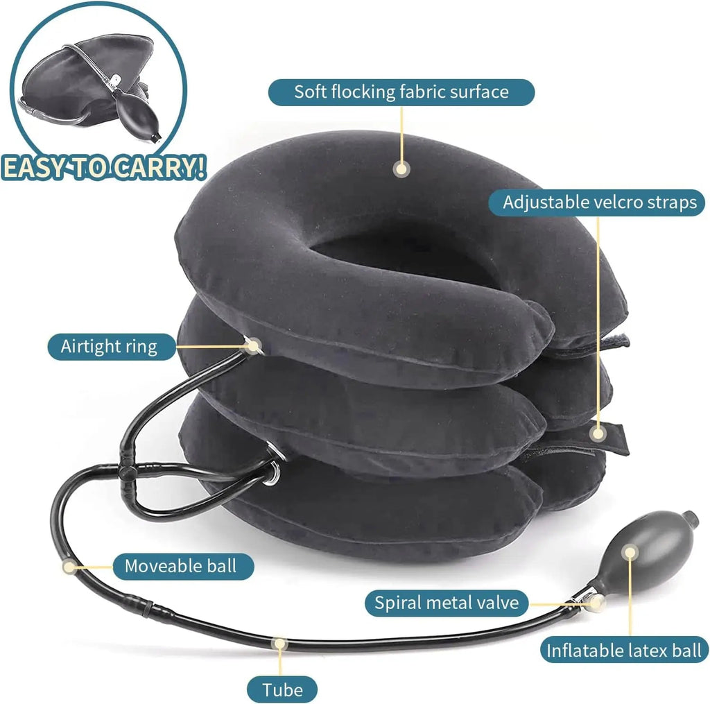Inflatable Cervical Neck Traction Device Pain Relief Posture Alignment Grey OBA