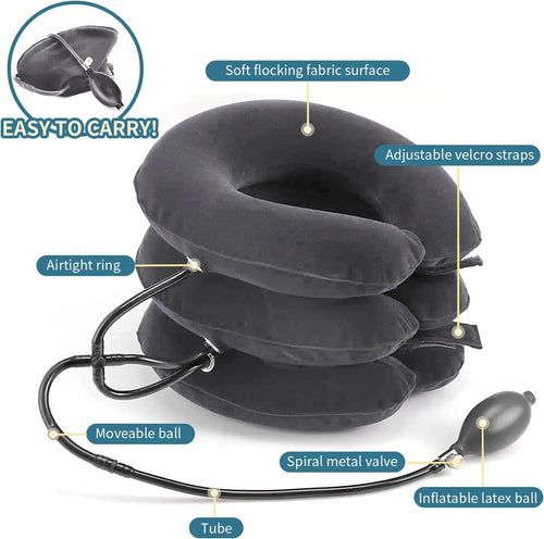 Inflatable Cervical Neck Traction Device Pain Relief Posture Alignment Grey OBA